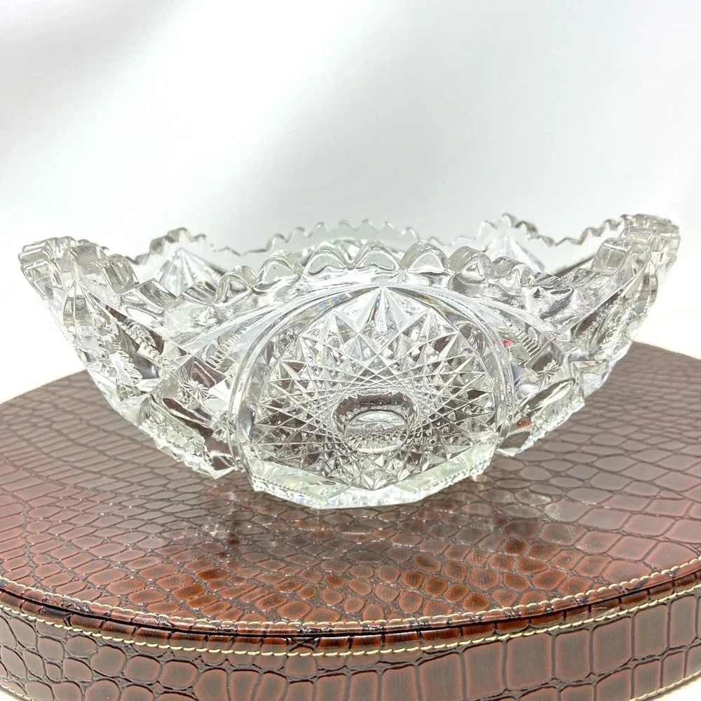 American Brilliant Period Clear Cut Glass Bowl 9.5”